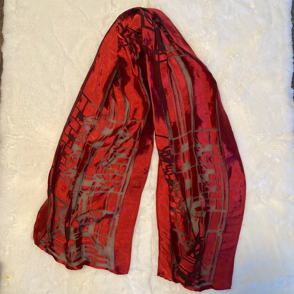 Red and black silk scarf